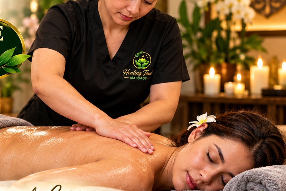 Gentle rhythmic arm massage during a light lymphatic style session